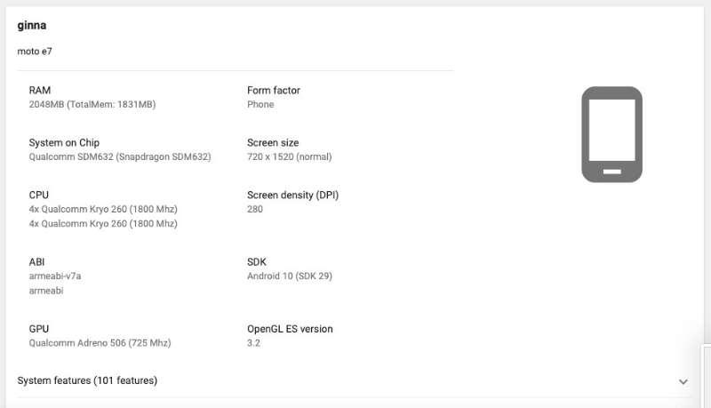 Moto E7 з’явився в консолі Google Play
