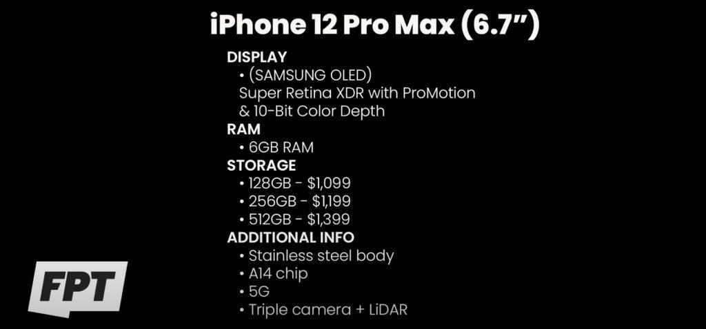 Характеристики iPhone 12 Pro Max