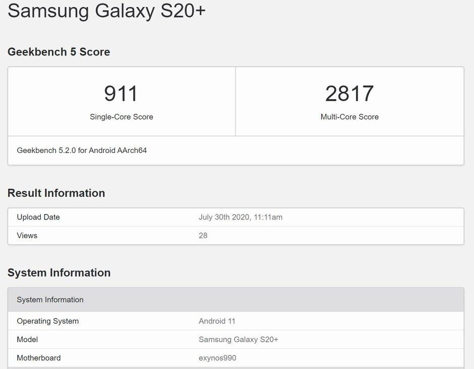 Samsung Galaxy S20 + отримав Android 11