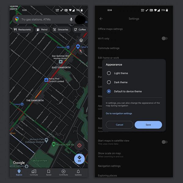 Додаток Google Maps отримав темний режим