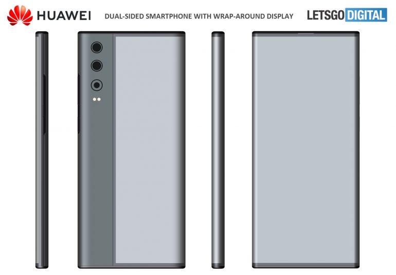 Huawei запатентували смартфон з обгорнутим дисплеєм