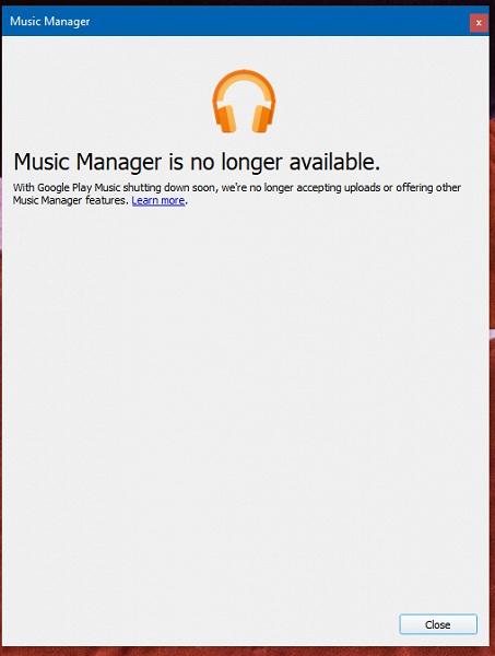 Google Play Music Manager більше недоступний для Windows 10