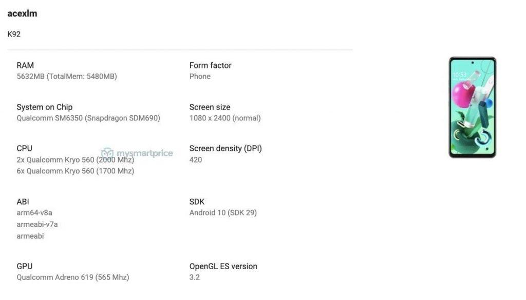 Компанія LG розробляє новий смартфон K92 5G