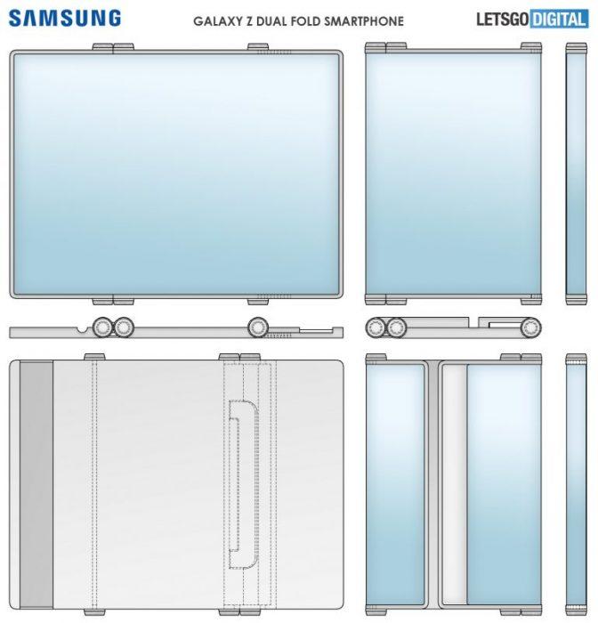 Samsung запатентували смартфон з подвійним складним форм-фактором