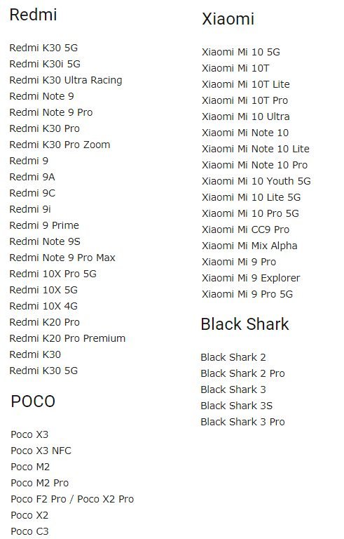 Опубліковано список смартфонів Xiaomi, Redmi та Poco, які отримають MIUI 13