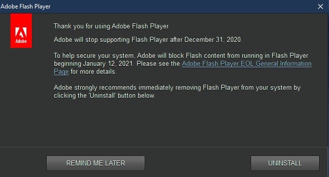 Adobe Flash Player скоро припинить роботу у Windows 10