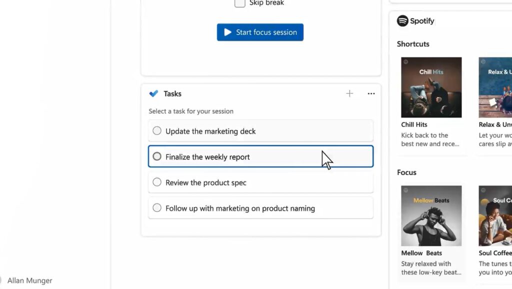Windows 11 получает интеграцию Spotify с функцией фокусировки сеансов