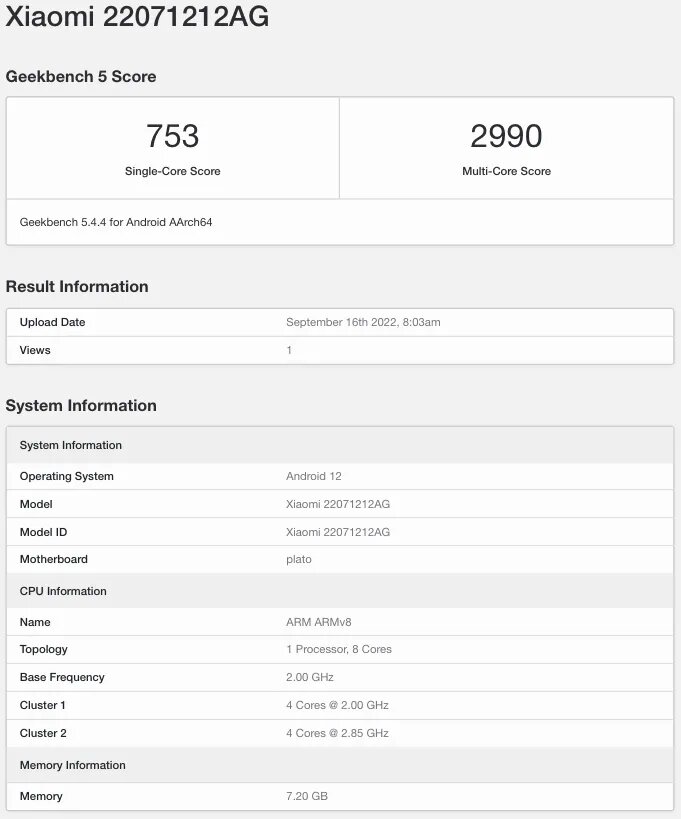 Смартфон Xiaomi 12T з’явився на Geekbench. Розкрито деталі 